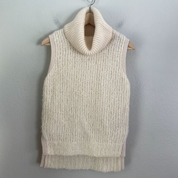 Rag & Bone Womens XXS Adele Ivory Wool Blend Turtleneck Sleeveless Sweater - Picture 8 of 11